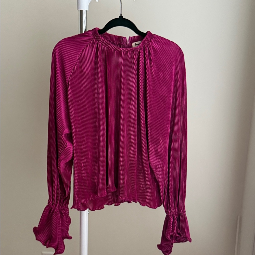 Impressions Fuchsia Pleated Blouse, medium